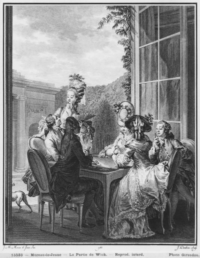 The whist party, engraved by Jean Dambrun (1741-after 1808) 1783 by Jean Michel the Younger Moreau